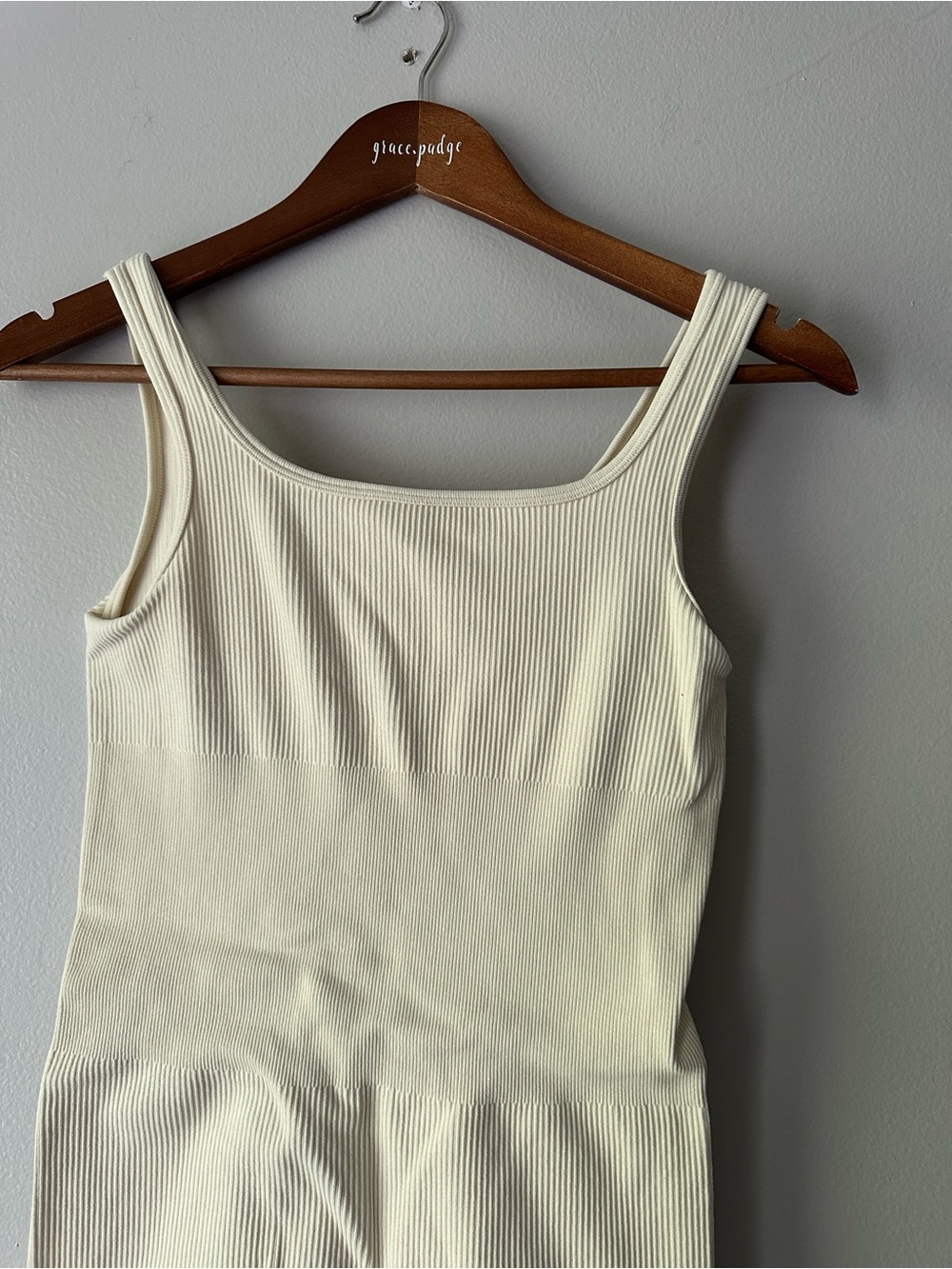 Amazon Essentials Cream Ribbed Tank Romper - Picture 2 of 4